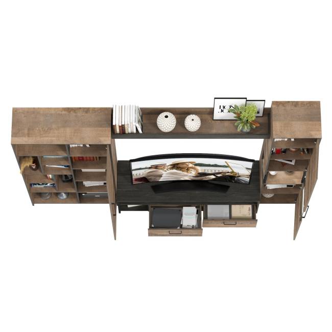 Стенка для гостиной в лофт стиле Трувор № 19 цвет дуб гранж песочный/интра