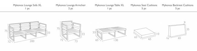 Комплект пластиковой мебели Mykonos XL белый, светло-коричневый