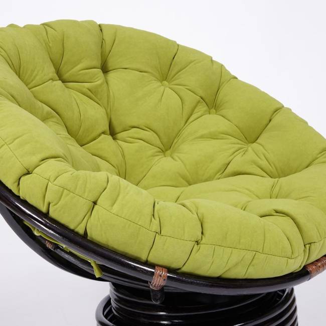 Кресло-качалка PAPASAN/ПАПАСАН w 23/01 B /с подушкой/ 115х78х104 см, Antique brown (античный черно-коричневый), флок Олива, 23 Antique brown (античный черно-коричневый)