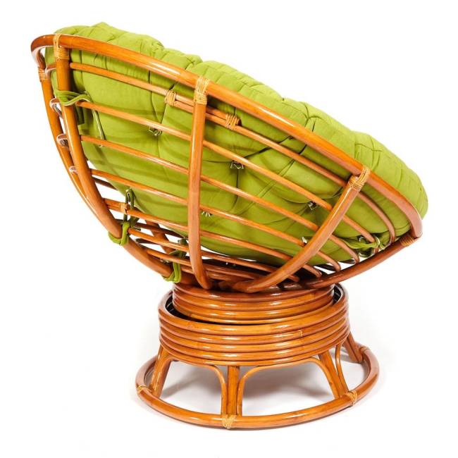 Кресло-качалка PAPASAN/ПАПАСАН w 23/01 B /с подушкой/ 115х78х104 см, Cognac (коньяк), флок Олива, 23 Cognac (коньяк)