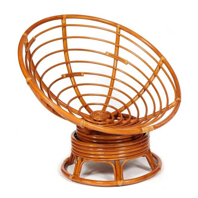 Кресло-качалка PAPASAN/ПАПАСАН w 23/01 B /с подушкой/ 115х78х104 см, Cognac (коньяк), флок Олива, 23 Cognac (коньяк)