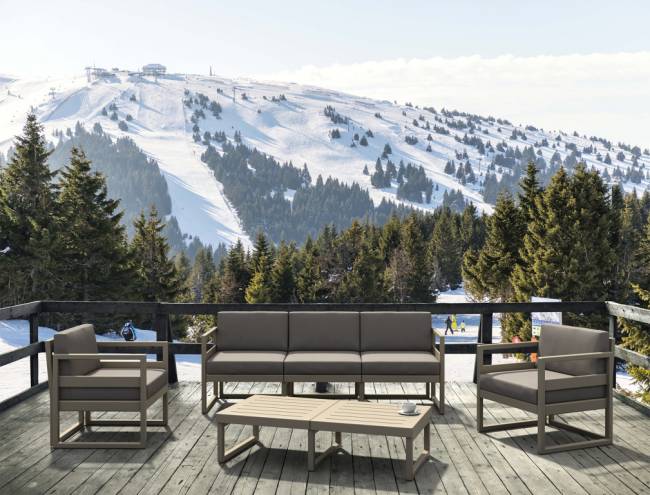 Комплект пластиковой мебели Mykonos XL бежевый, светло-коричневый