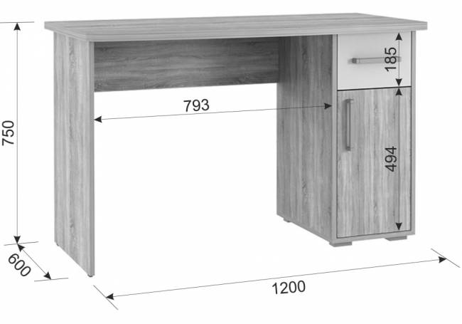Лайт-1 120 см дуб сонома / белый