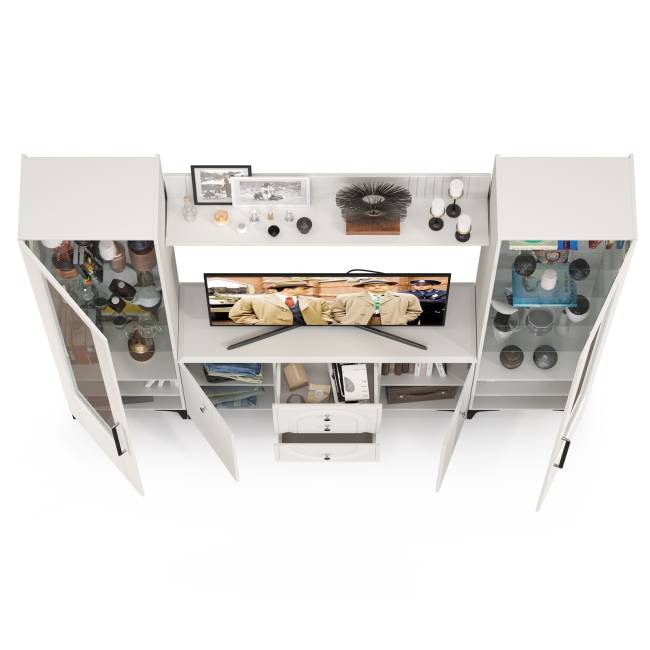 Стенка для аппаратуры Валенсия № 100 цвет белый шагрень