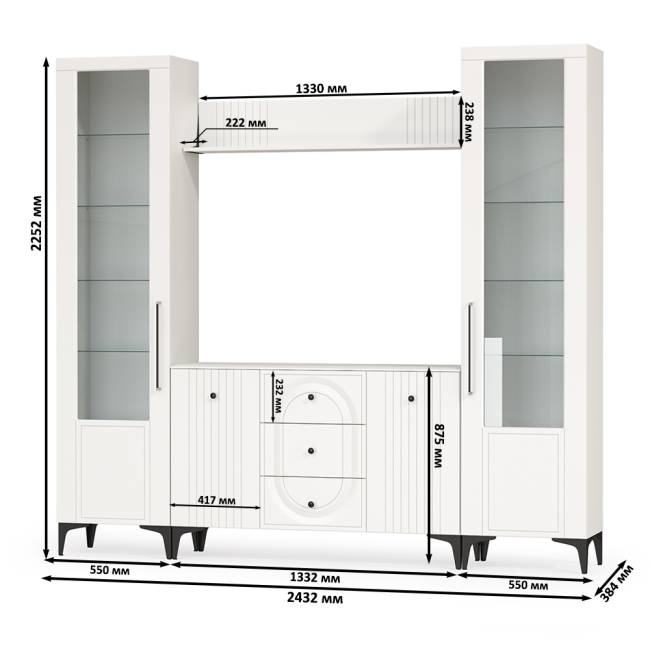 Стенка для аппаратуры Валенсия № 100 цвет белый шагрень