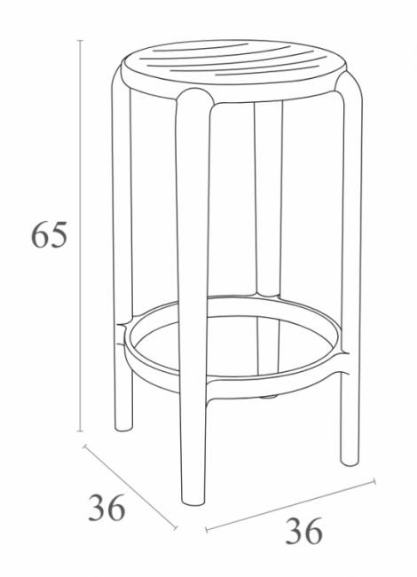 Табурет пластиковый полубарный Tom Bar 65 белый 360х360х650 мм