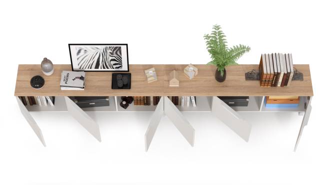 Две тумбы под ТВ 13.267.01 + 13.267.01 цвет белый шагрень/дуб сонома