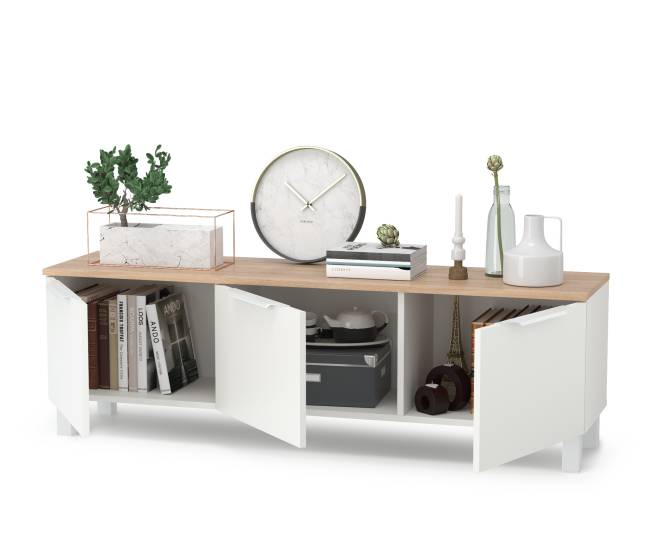 Тумба под ТВ 13.267.01 цвет белый шагрень/дуб сонома