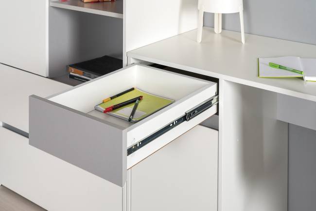 Рабочий стол с полкой и шкафом для одежды Торонто цвет белый шагрень/стальной серый Рабочий стол с полкой и шкафом для одежды Торонто цвет белый шагрень/стальной серый