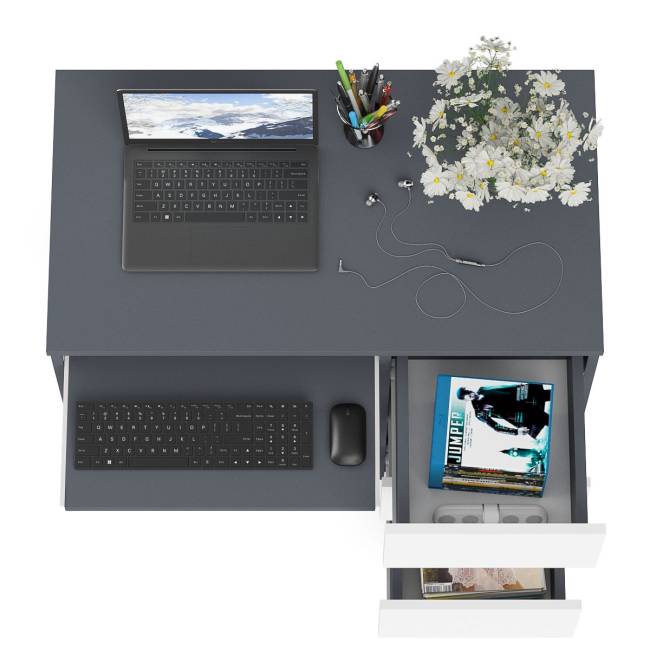 Стол компьютерный три ящика Мори МС-6 правый цвет графит/белый Стол компьютерный три ящика Мори МС-6 правый цвет графит/белый