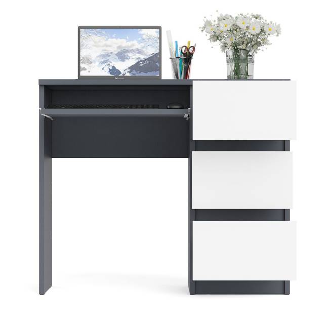 Стол компьютерный три ящика Мори МС-6 правый цвет графит/белый Стол компьютерный три ящика Мори МС-6 правый цвет графит/белый
