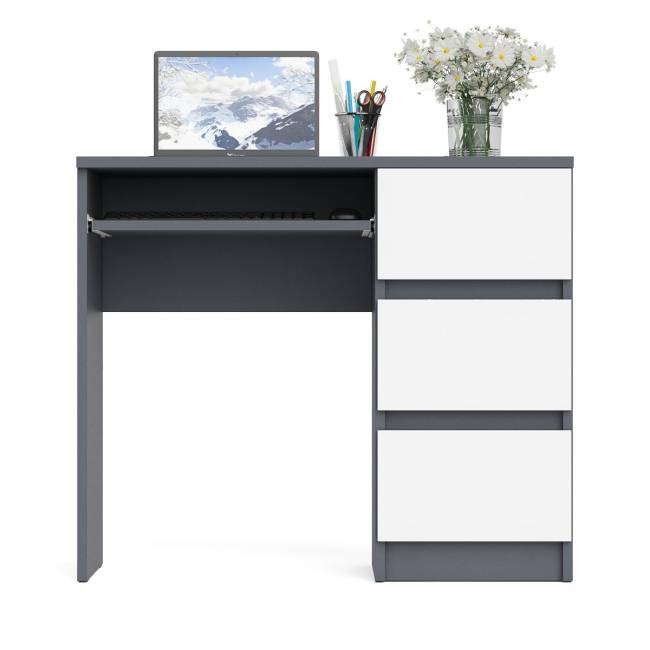 Стол компьютерный три ящика Мори МС-6 правый цвет графит/белый Стол компьютерный три ящика Мори МС-6 правый цвет графит/белый