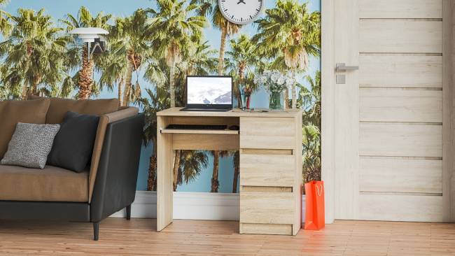 Стол компьютерный три ящика Мори МС-6 правый цвет дуб сонома Стол компьютерный три ящика Мори МС-6 правый цвет дуб сонома