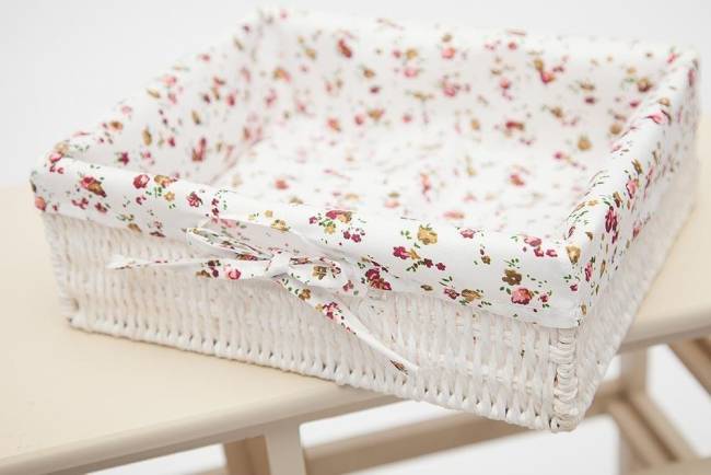 Комод с 5-ю корзинами и 5-ю ящиками Secret De Maison CABAS ( mod. 4323 ) paulownia, мдф, 50x30x73см, butter white (слоновая кость), ткань -розочки butter white (слоновая кость) дерево павловния, мдф