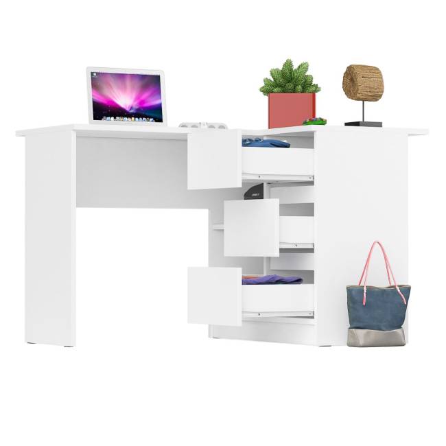 Угловой компьютерный стол Мори МС-16 правый цвет белый
