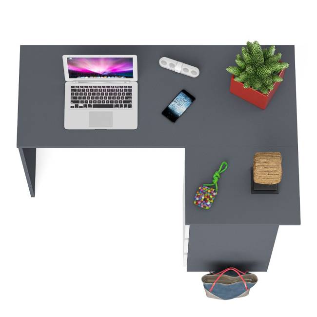 Угловой компьютерный стол Мори МС-16 правый цвет графит/белый Угловой компьютерный стол Мори МС-16 правый цвет графит/белый