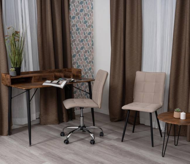 Комплект кресло+стул Bari/Бари LT, велюр, бежевый/черный, 7 бежевый/черный флок