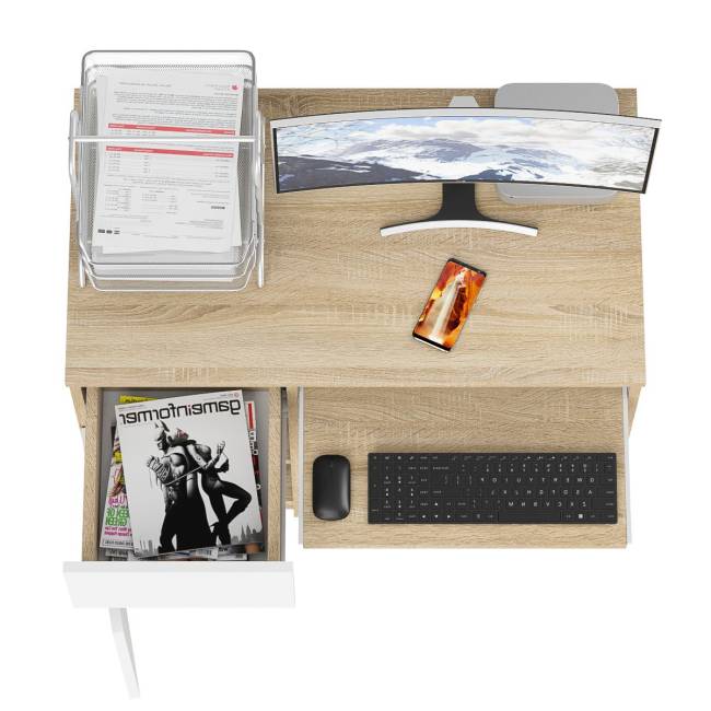 Стол компьютерный Мори МС-1 левый цвет дуб сонома/белый Стол компьютерный Мори МС-1 левый цвет дуб сонома/белый