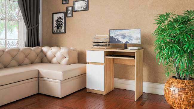 Стол компьютерный Мори МС-1 левый цвет дуб сонома/белый Стол компьютерный Мори МС-1 левый цвет дуб сонома/белый