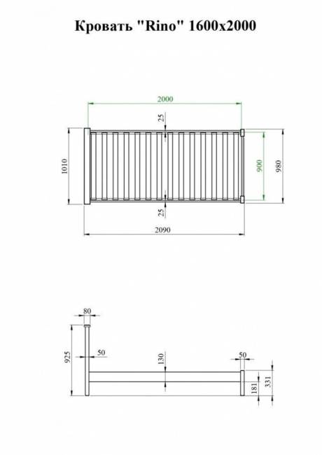 Кровать Rino 900 х 2000 ясень, натур