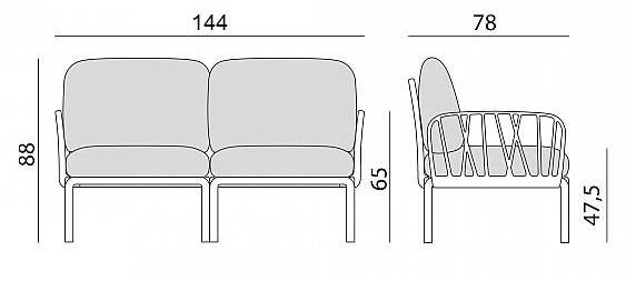 Лаунж-диван двухместный Komodo белый, синий 1440х1500х880 мм Лаунж-диван двухместный Komodo белый, синий 1440х1500х880 мм