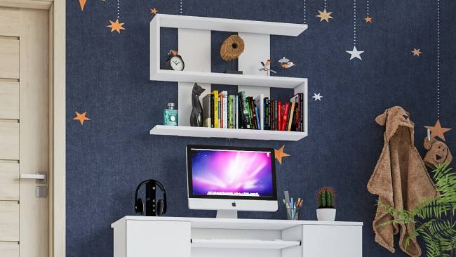 Полка навесная Мори 900 цвет белый Полка навесная Мори 900 цвет белый