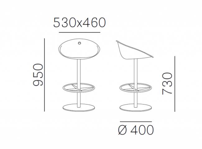 Кресло пластиковое барное Gliss 530х460х950 мм