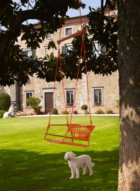 Качели плетеные Lisa Swing терракотовый, оранжевый 730х650х1750 мм