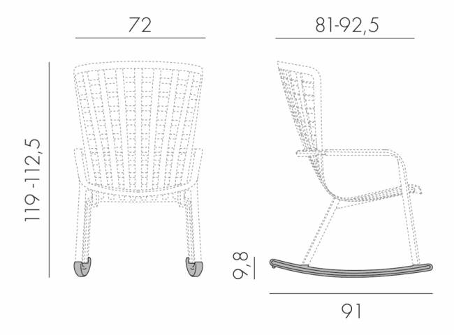 Кресло-качалка пластиковое Folio антрацит 720х810-925х1190-1125 мм