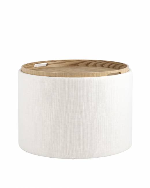 Пуф-столик с ящиком Хюгге L рогожка белый