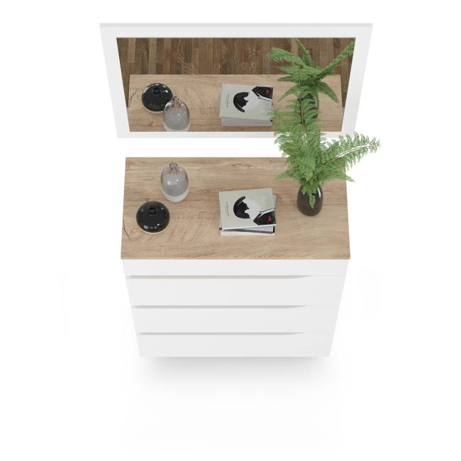 Комод с зеркалом Муссон цвет белый/дуб эндгрейн элегантный Комод с зеркалом Муссон цвет белый/дуб эндгрейн элегантный