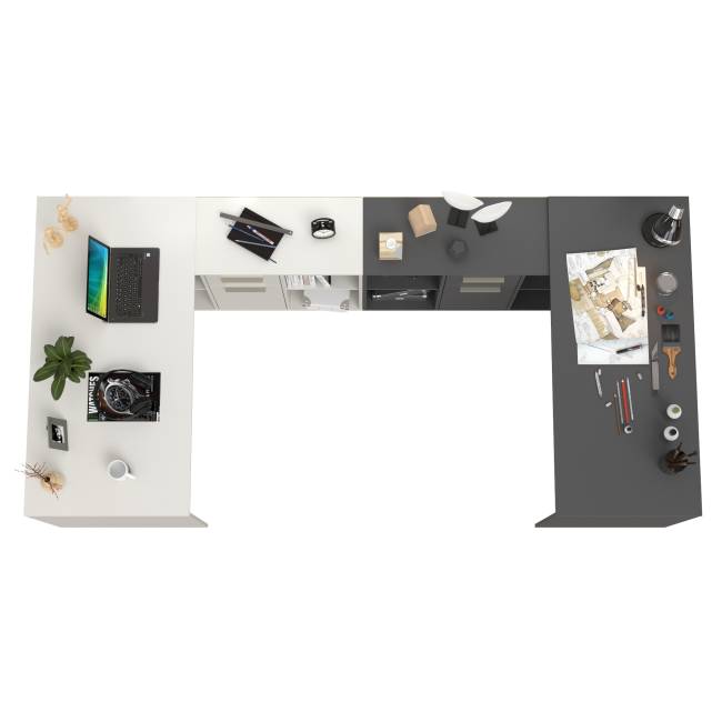 Два письменных стола-трансформера Лайт 03.245 цвет белый шагрень/тёмно-серый