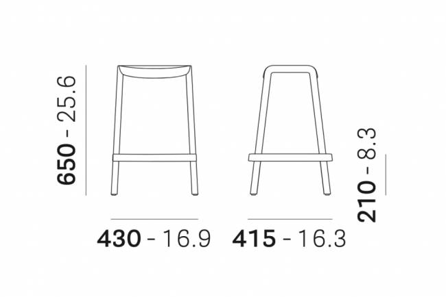 Табурет пластиковый полубарный Dome черный 430х415х650 мм
