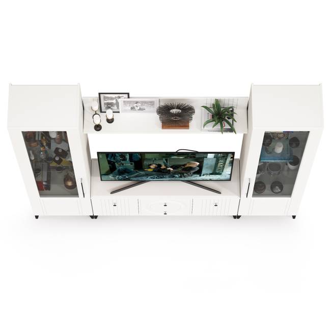 Стенка для гостиной Валенсия № 62 цвет белый шагрень Стенка для гостиной Валенсия № 62 цвет белый шагрень