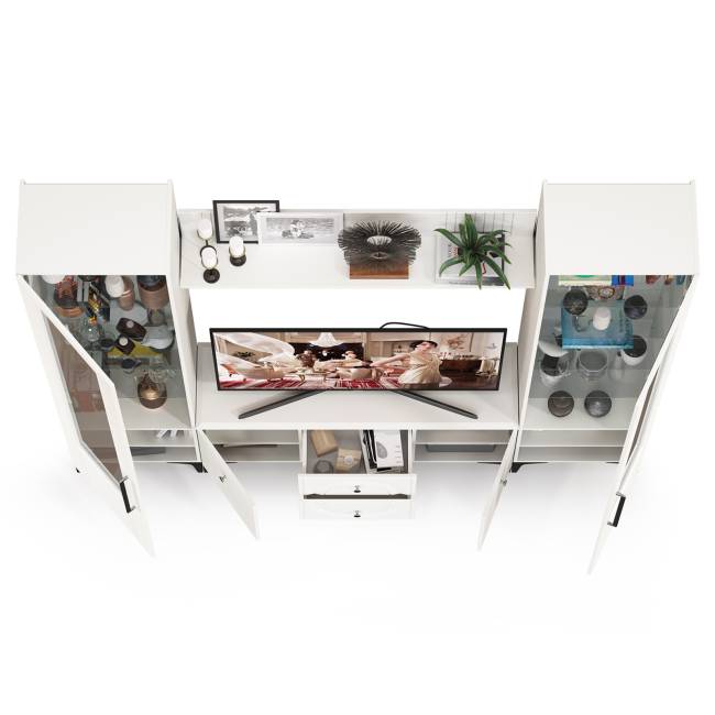 Стенка для гостиной Валенсия № 62 цвет белый шагрень Стенка для гостиной Валенсия № 62 цвет белый шагрень