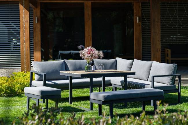 Набор для лаунж зоны из алюминия TOPA с обеденным столом