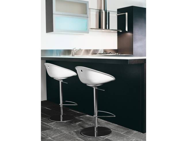 Кресло пластиковое барное Gliss белый 530х480x800-1060 мм