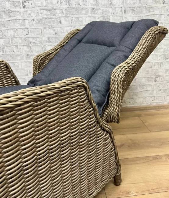 Кресло с регулируемой спинкой из искусственного ротанга "BURSA", бежево-коричневое