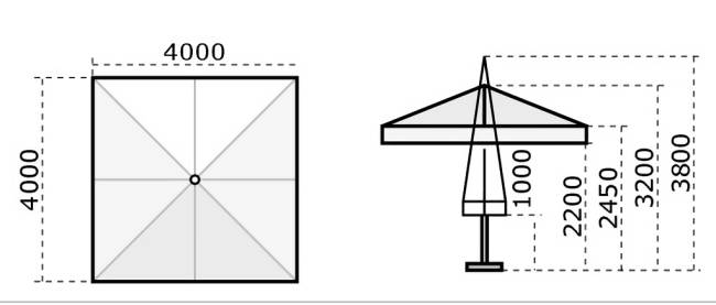 Зонт профессиональный телескопический 4х4 м Capri Starwhite белый, слоновая кость 4000х4000 мм