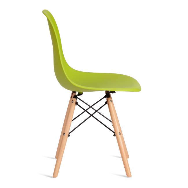 Стул CINDY (EAMES) (mod. 1801) дерево бук/металл/сиденье пластик, 45x51x82 см, Olive (оливковый)  (Комплект из 4 шт.) оливковый дерево бук/металл/сиденье пластик