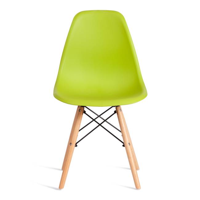 Стул CINDY (EAMES) (mod. 1801) дерево бук/металл/сиденье пластик, 45x51x82 см, Olive (оливковый)  (Комплект из 4 шт.) оливковый дерево бук/металл/сиденье пластик