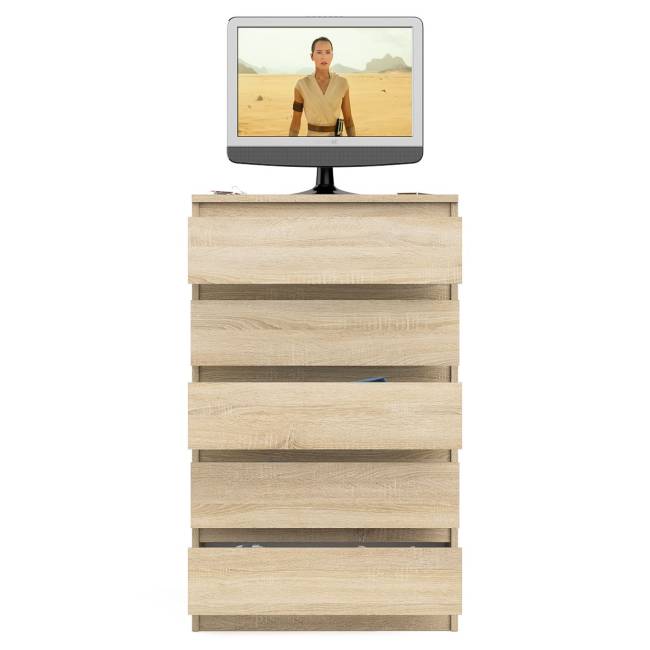 Узкий комод пять ящиков Мори МК700.5 цвет дуб сонома