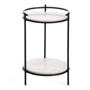 Столик кофейный Secret De Maison FASELIS ( mod. 11886 ) алюминиевый сплав/мрамор, 38*38*56 см, черный/белый мрамор