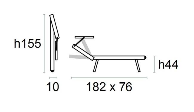 Шезлонг-лежак металлический Master серебристый 1820х760х440 мм