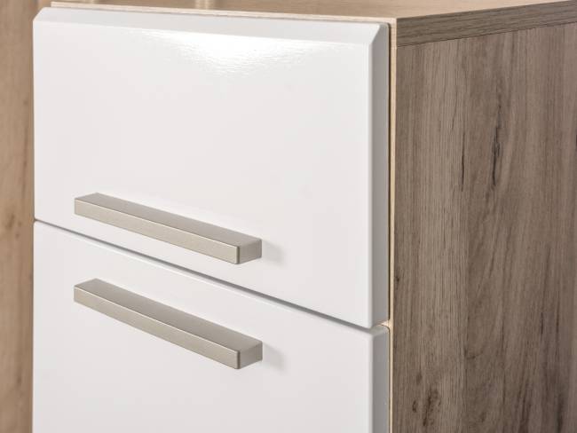 Прихожая Лайн 10.16 цвет дуб крафт серый/фасады МДФ белый глянец