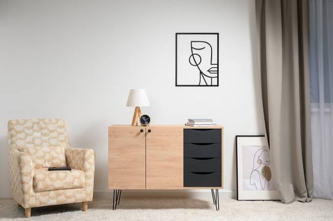 Комод-тумба Брюс 16.233 цвет чёрный/Battle rock Santiago