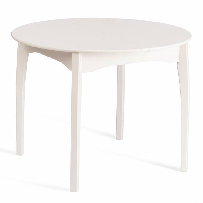 Стол DIAMANTE круглый бук, мдф, шпон дуба, 100 х 100+30 х 75 см, Ivory white