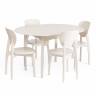 Стол DIAMANTE круглый бук, мдф, шпон дуба, 100 х 100+30 х 75 см, Ivory white