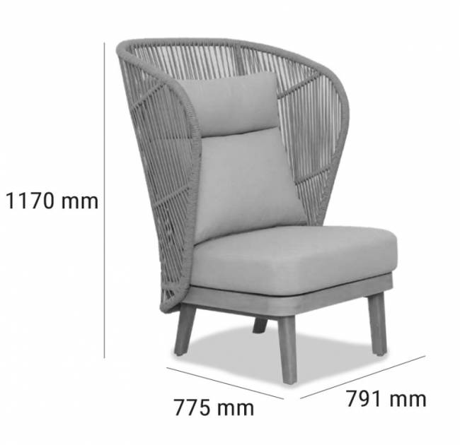 Лаунж-кресло плетеное с высокой спинкой Mali натуральный 791х775х1170 мм Лаунж-кресло плетеное с высокой спинкой Mali натуральный 791х775х1170 мм