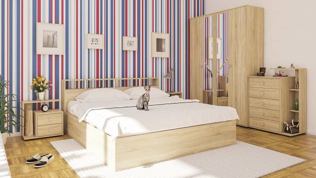 Кровать с ящиками Камелия 1800 цвет дуб сонома